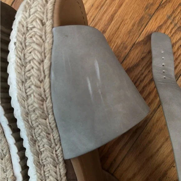 Gray Espadrille Platform Shoes with Ankle Strap - Picture 6 of 12